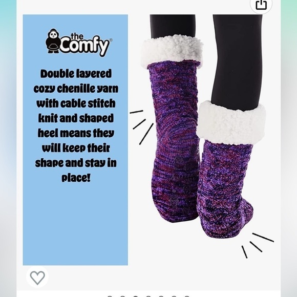 NWT THE COMFY Slipper Socks | Women’s Soft, Cozy Socks with Non-Skid Sole purple - Picture 3 of 4